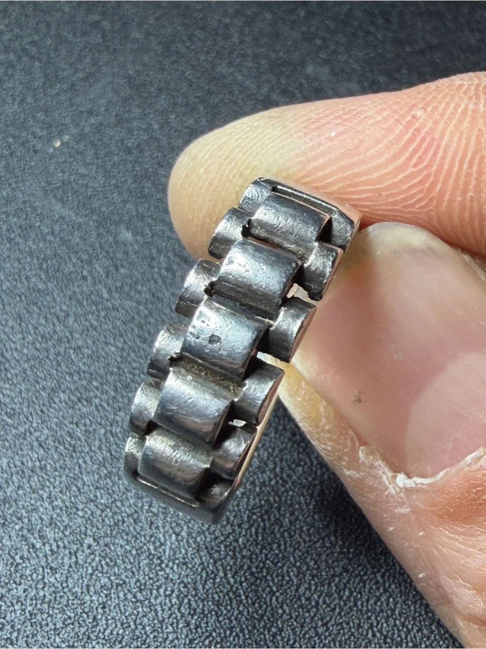 Chunky Industrial-Inspired Sterling Silver Ring size 9